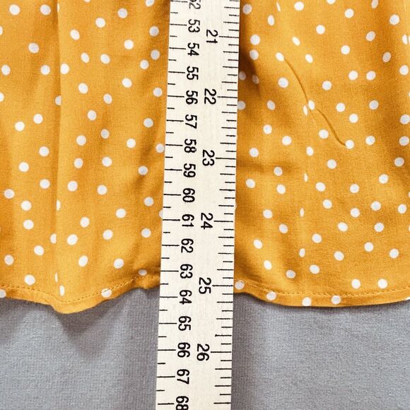 Torrid Shirt Top Women's 1 1X Mustard Yellow Boho Cottagecore Polka Dot Zip Cami - Picture 8 of 14